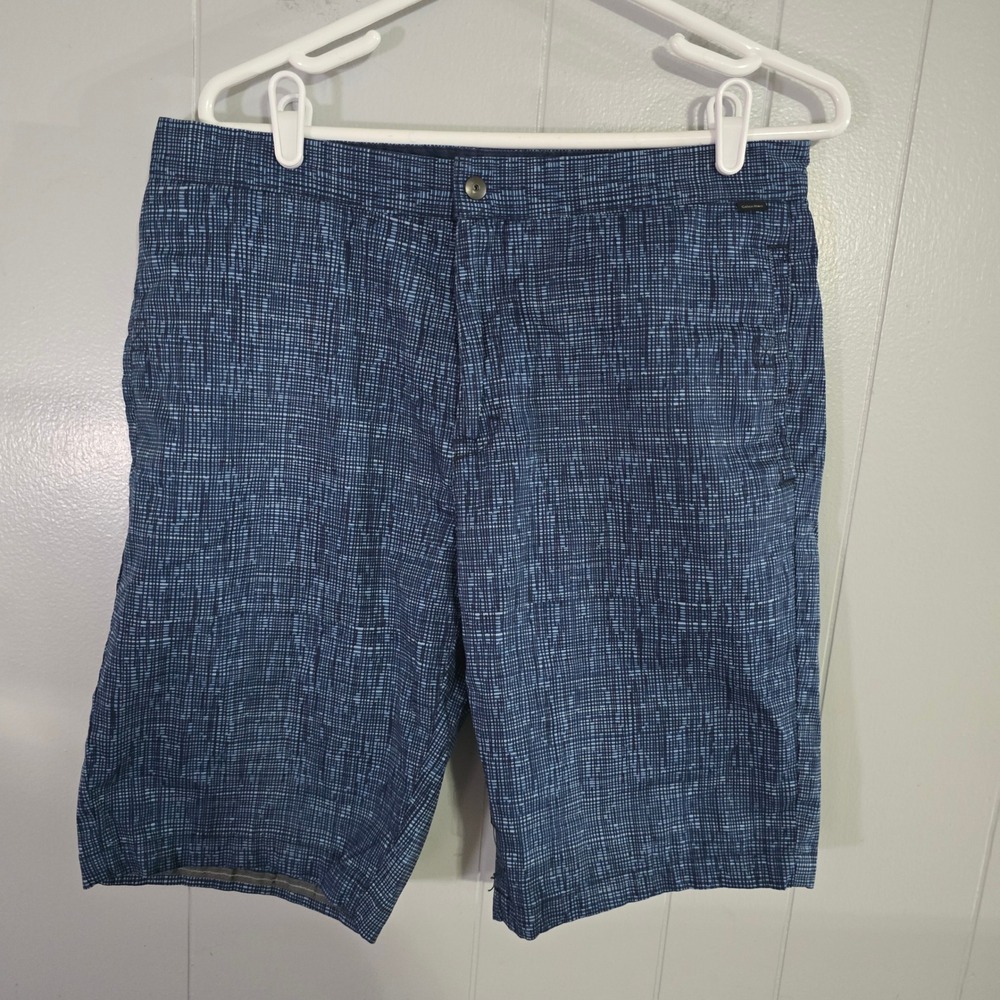 Calvin Klein Shorts Mens 34 Blue Crosshatch Grid Pattern 100% Cotton‎ Casual